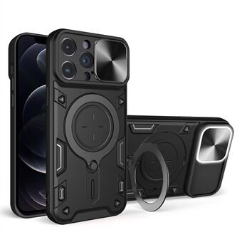 Voor iPhone 12 Pro Max 6,7 inch Slide Camera Deksel Back Case Gratis Rotatie Standaard PC + TPU Telefoon Cover