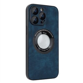Voor iPhone 12 Pro Max magnetische telefoonhoes PU-leer + pc + TPU Skin-touch Cover met lensbeschermer