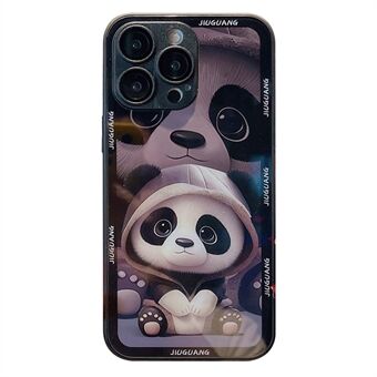 Voor iPhone 12 Pro Max Panda patroon gehard glas + TPU telefoonhoes Lensbeschermer telefoonhoes