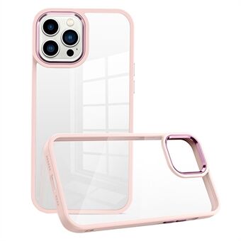Voor iPhone 12 Pro Max PC + TPU Dual Layer Shockproof Cover Metalen lensframe Clear Back Phone Case