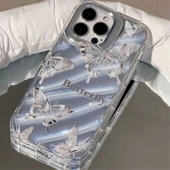 Voor iPhone 12 Pro Max Anti- Scratch Clear TPU Phone Cover Inner Twill Texture Phone Case Butterfly Decor Shell