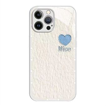 Voor iPhone 12 Pro Max telefoonhoes metaalverf hart decor telefoonhoes olieverfschilderij gehard glas + TPU-omhulsel