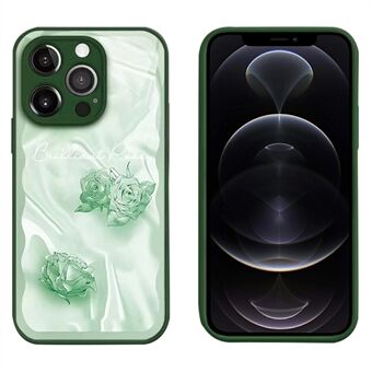 Voor iPhone 12 Pro Max 6,7 inch gehard glas + TPU Cover Rose Pattern Anti- Scratch telefoonhoes