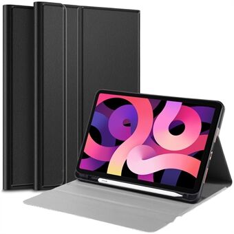 Tri-fold Stand voor iPad Air (2020) Smart leren tablettas met pennen - zwart