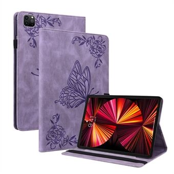 Bedrukte vlinderbloem Kaartsleuven Stand Cover Tablet lederen hoes met elastiek voor iPad Air (2020) / Pro 11-inch (2021)