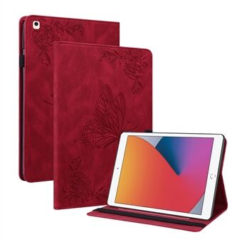 Bedrukte Butterfly Flower PU- Stand Cover Card Slots Schokbestendige folio case met elastiek voor iPad 10.2 (2021) / (2020) / (2019)