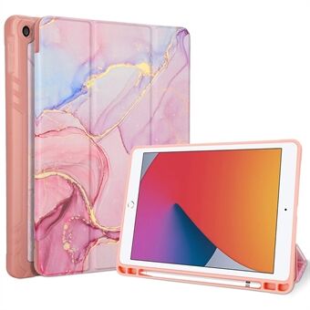 Voor iPad 10.2 (2019)/(2020) Marmerpatroon Tri-fold Stand PU lederen tablethoes met Auto Wake / Sleep en Pen Slot