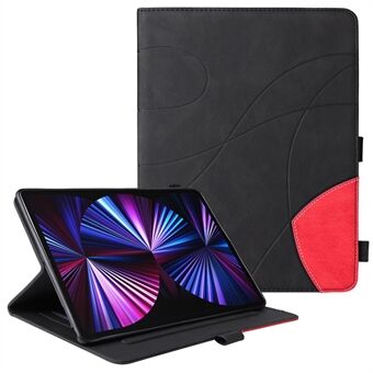 Tweekleurige splice magnetische slotsluiting Leren tablethoes Stand met kaartsleuven voor iPad Pro 12,9-inch (2021) / (2020) / (2018)