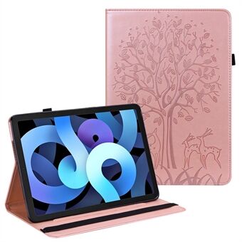Bedrukt houten hertenpatroon Stijlvol huidgevoel PU- Stand Tabletcover Shell met kaartsleuven voor iPad mini 6 (2021)