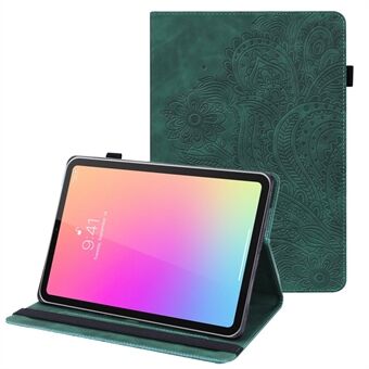 Bloem in reliëf Stijlvolle volledige bescherming Auto Wake and Sleep Stand Design lederen tablethoes met kaartsleuven voor Apple iPad mini 6 (2021)