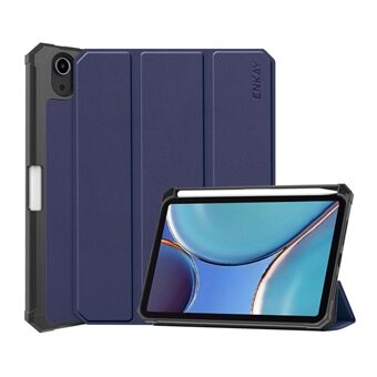 ENKAY Auto Wake / Sleep Tri-fold Stand PU Leer + TPU Tablet Case Shell met Pen Slot voor iPad mini 6 (2021)