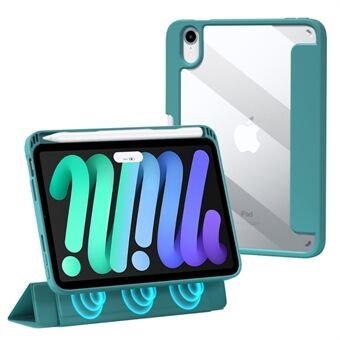 PU-leer Tri-fold Stand Tablet Case Cover met Pensleuf voor iPad mini (2021)