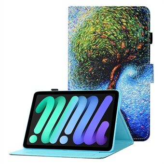 Patroon Print Stitch Line Stand Design Leren Tablet Cover Shell voor iPad mini (2021)