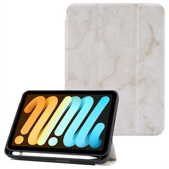 Marmeren patroon drievoudige Stand Smart Tablet lederen tas met pennensleuf voor iPad mini (2021)