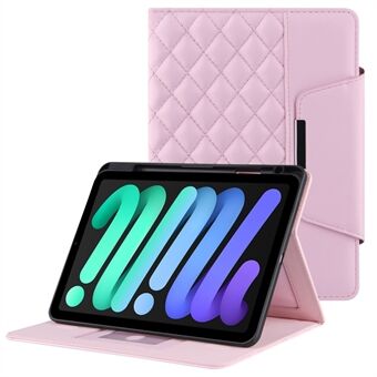 Grids Brodery Auto Wake / Sleep PU- Stand Wallet Tablet Cover met balpen voor iPad mini (2021)