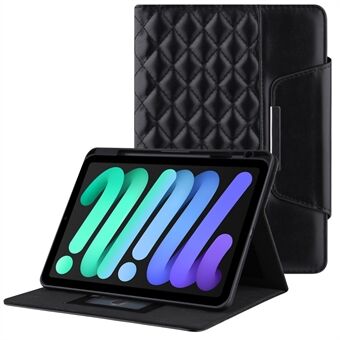 Grids Brodery Auto Wake / Sleep PU- Stand Wallet Tablet Cover met balpen voor iPad mini (2021)
