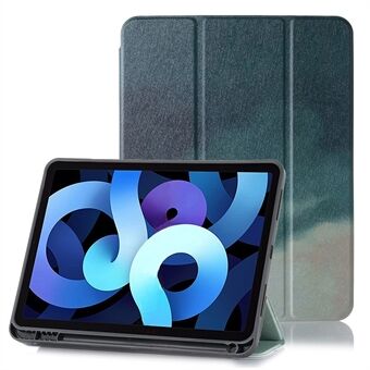 Patroondruk Tri-fold Stand PU lederen tablethoes met pen voor iPad mini (2021)