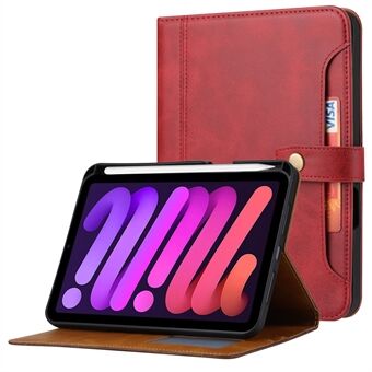 Meerdere kaartsleuven Ontwerp Auto Wake / Sleep PU-lederen tablethoes met Stand en portemonnee voor iPad mini (2021)