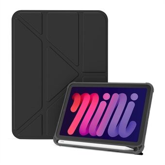 Auto Wake / Sleep Origami Stand PU-leer Beschermende tablethoes Cover voor iPad mini (2021)