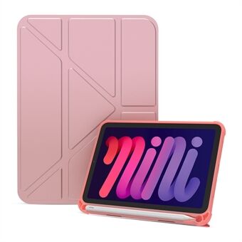 Auto Wake / Sleep Origami Stand PU-leer Beschermende tablethoes Cover voor iPad mini (2021)