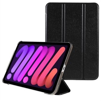 Zijdetextuur Schokbestendige driebladige Stand PU-leer + pc-tablethoes voor Apple iPad mini (2021)