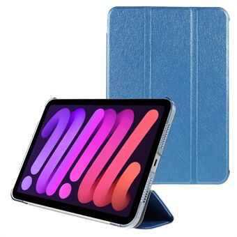 Zijdetextuur Schokbestendige driebladige Stand PU-leer + pc-tablethoes voor Apple iPad mini (2021)