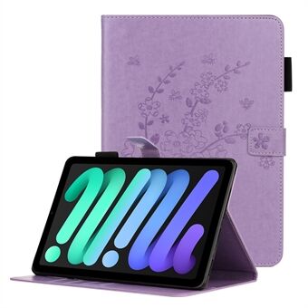 Plum Blossom Imprinting Stand Portemonnee PU lederen tablethoes voor iPad mini (2021)