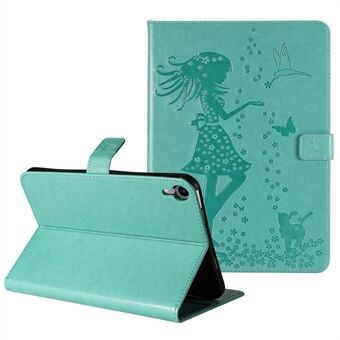 Opdruk Meisje Kat Patroon Lederen Tablet Case Stand Portemonnee Beschermhoes voor iPad mini (2021)