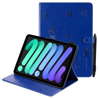 Imprinting Cat Bee Pattern PU-lederen Stand Portemonnee Tablet Case Shell voor iPad mini (2021)