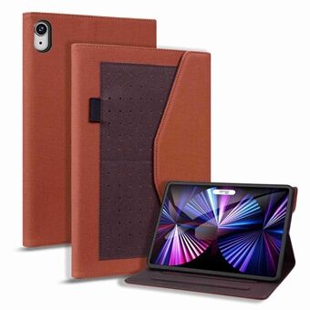 Voor iPad mini (2021) Volledige Bescherming Tablet Case Zakelijke Stijl Splicing PU Lederen Stand Kaarthouder Cover met Pen Loop Houder: