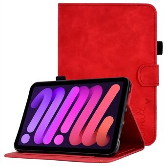Voor iPad mini (2021) Schokbestendig Leren Case Anti- Scratch Effen Kleur Folio Flip Cover Patroon Bedrukt Tablet Stand Case met Kaartsleuven