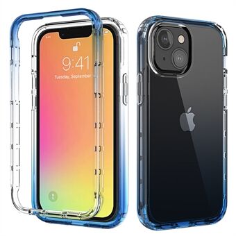 Valbestendig transparant kleurverloop Helder TPU + pc-telefoonhoes voor iPhone 13 6.1 inch - blauw