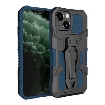Volledig beschermende clip aan de achterkant Kickstand Design Hybride telefoonhoes met metalen plaat voor iPhone 13 6.1 inch