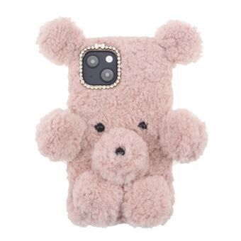 3D Furry Bear Pluche Pop Anti-val TPU Phone Cover Shell voor iPhone 13 6.1 inch