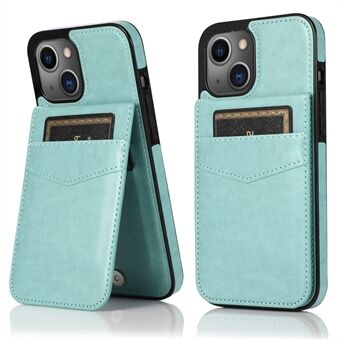Kaarthouder Ontwerp PU leer + TPU effen kleur goed beschermde telefoonhoes Kickstand Cover voor iPhone 13 6.1 inch