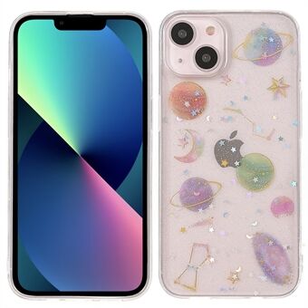 Stijlvolle Star Planet Printing Stickers Design Anti-drop Epoxy TPU Case Shell voor iPhone 13 6.1 inch