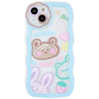 For iPhone 13 6.1 inch Soft TPU Phone Case Anti-drop Wave-shaped Pattern Printed Precise Cutouts Cover