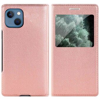 Voor iPhone 13 6.1 inch View Window Design Phone Cover PU Leather Folio Flip Full Protection Case: