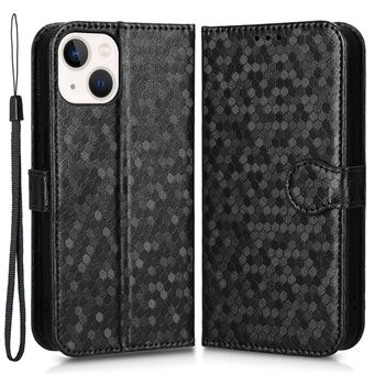 Voor iPhone 13 6.1 inch Volledig verpakt Stand Wallet Case Dot patroon bedrukt TPU + PU lederen Folio Flip Shell
