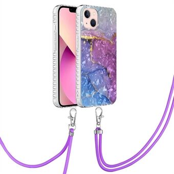 YB IMD Series-15 Soft TPU Case voor iPhone 13 6.1 inch, 2.0 mm IMD IML Anti-drop Airbag Beschermende Telefoon Cover met Lanyard - BK007