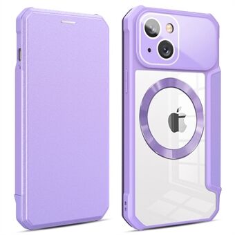 Voor iPhone 13 6.1 inch PU Leer + TPU + PC Cover Compatibel met MagSafe Stand Kaarthouder CD Textuur Magnetische Telefoon Case