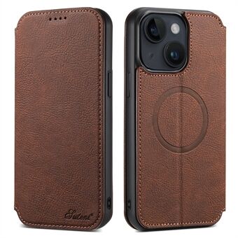 SUTENI J06 Voor iPhone 13 6.1 inch Wallet Phone Case Stand Leather Phone Cover Compatibel met MagSafe