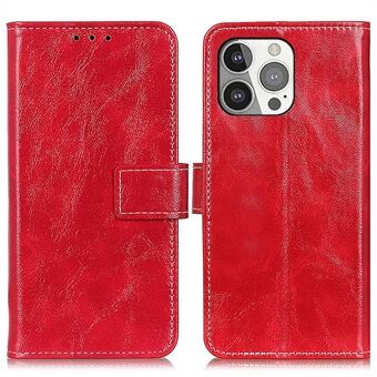 Crazy Horse Textuur Vintage Stijl Portemonnee PU Lederen Telefoon Cover Stand Case voor iPhone 13 Pro - Rood