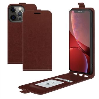 Crazy Horse Texture Vertical Flip Leather Phone Case met Card Slot voor iPhone 13 Pro - Bruin