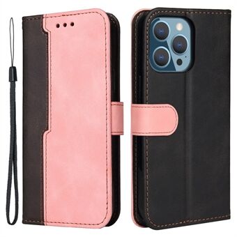 Zakelijke stijl valbestendige dubbele kleur splicing ontwerp telefoonhoes voor iPhone 13 Pro - roze