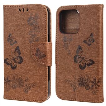 Wallet Leren Hoesje Opdruk Vlinder Bloem Telefoonhoesje met Stand voor iPhone 13 Pro 6,1 inch