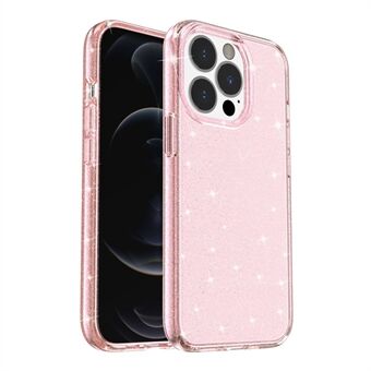 Crystal Clear Bling Sparkly Glitter Shiny Soft TPU + Hard PC Slim Fit Back Cover voor iPhone 13 Pro - Roze