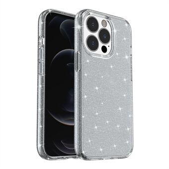 Kristalheldere Bling Sparkly Glitter Shiny Zachte TPU + Harde PC Slim Fit Achterkant voor iPhone 13 Pro - Transparant Zwart