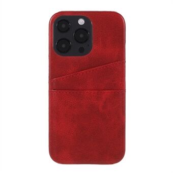 Volledig beschermende dubbele kaartsleuven PU lederen pc-cover Shell voor iPhone 13 Pro - rood