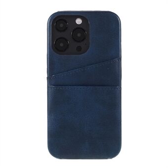 Volledig beschermende dubbele kaartsleuven PU lederen pc-hoes Shell voor iPhone 13 Pro - blauw